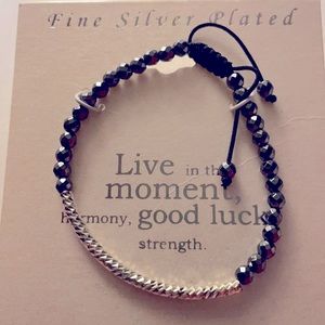 Silver Plated Stone Adjustable bracelet